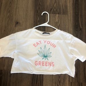 (SOLD) Cute eat yo greens graphic crop top